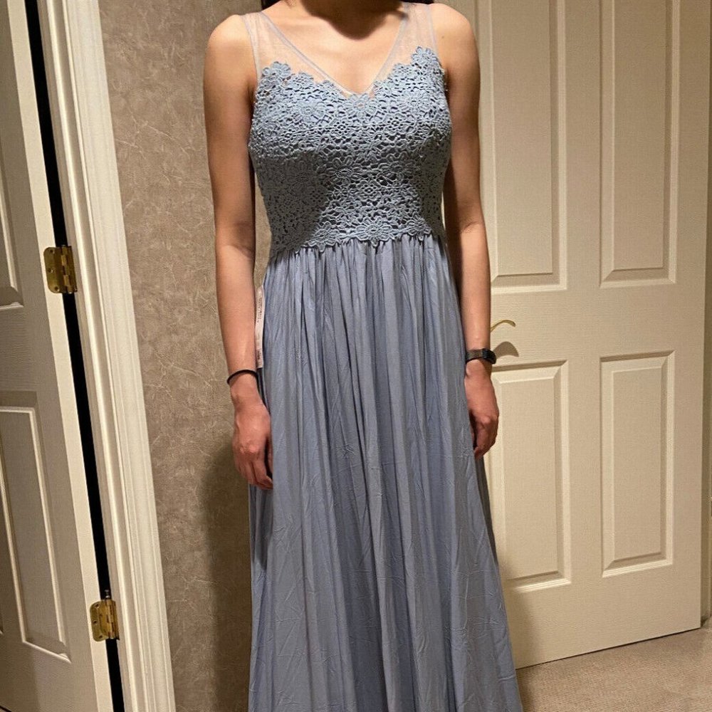 Azazie Valencia Bridesmaid/Prom Dress, Dusty Blue, Size 8